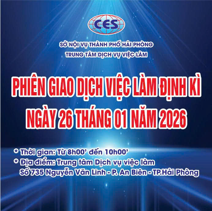 TUYỂN DỤNG LAO ĐỘNG MIỄN PHÍ :  PHIÊN GIAO DỊCH VIỆC LÀM ĐỊNH KỲ NGÀY 26/1/2026