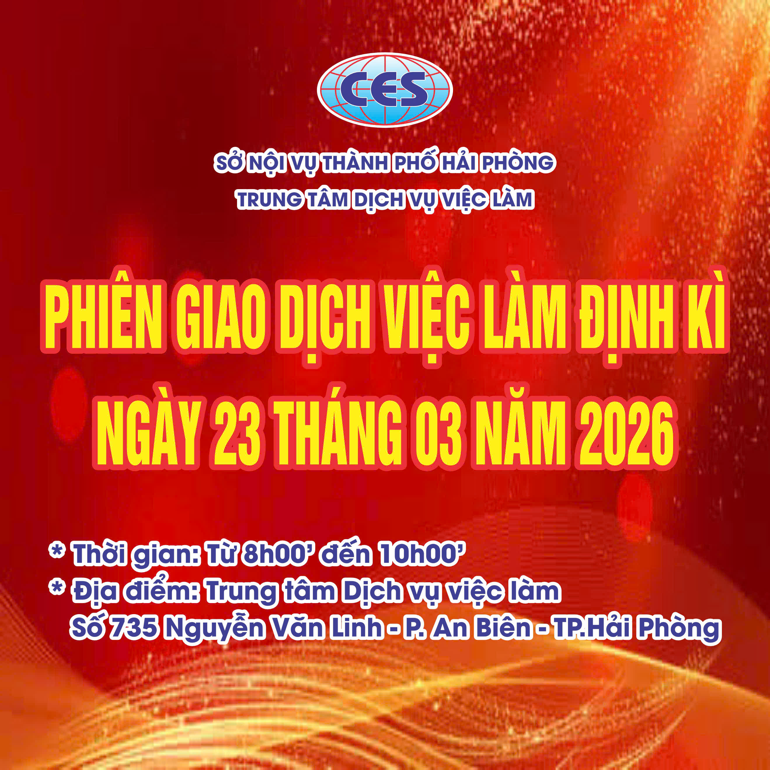 HIÊN GIAO DỊCH VIỆC LÀM ĐỊNH KỲ NGÀY 23/03/2026