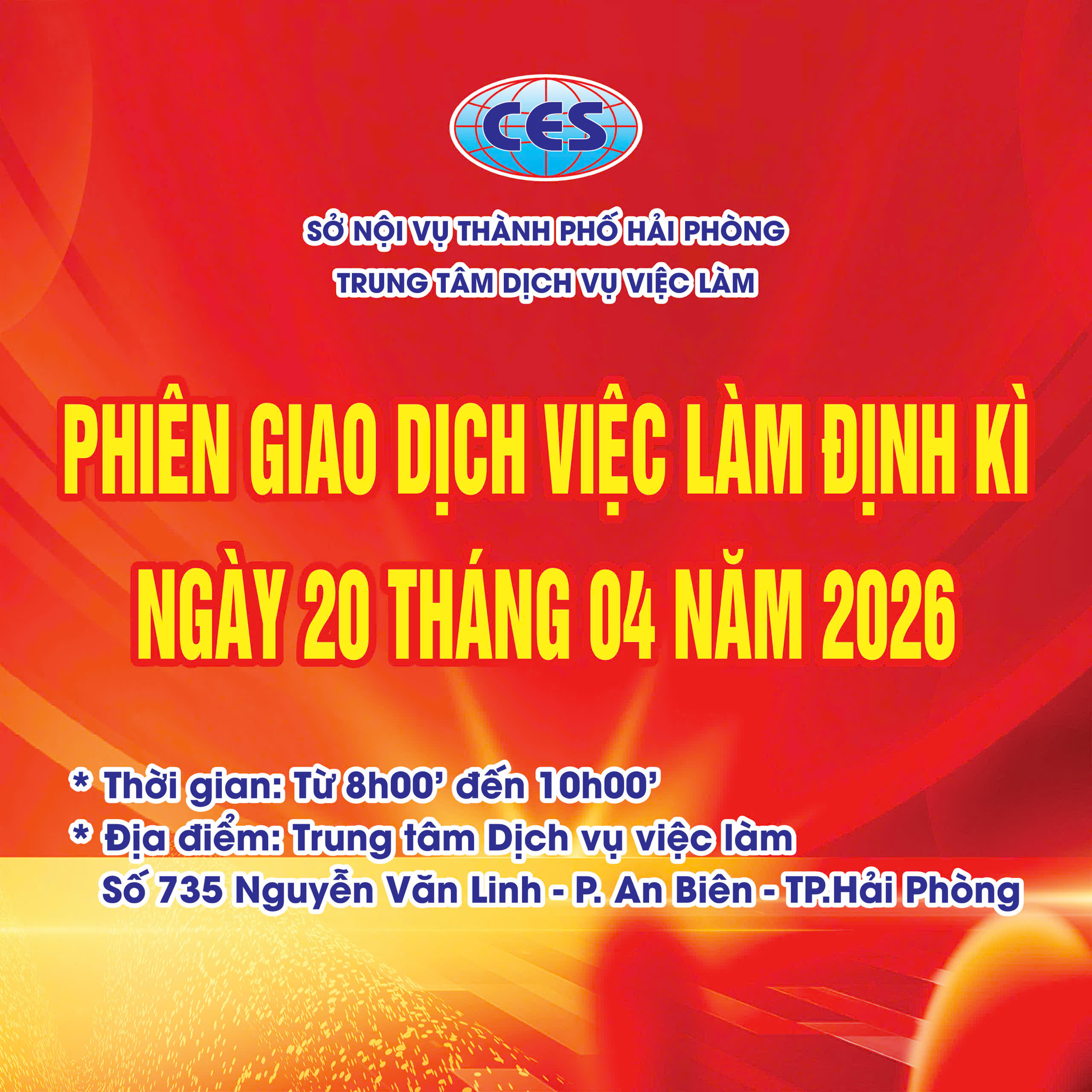 TUYỂN DỤNG LAO ĐỘNG MIỄN PHÍ :  PHIÊN GIAO DỊCH VIỆC LÀM ĐỊNH KỲ NGÀY 20/04/2026
