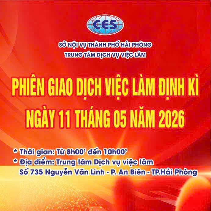 TUYỂN DỤNG LAO ĐỘNG MIỄN PHÍ :  PHIÊN GIAO DỊCH VIỆC LÀM ĐỊNH KỲ NGÀY 11/05/2026 
