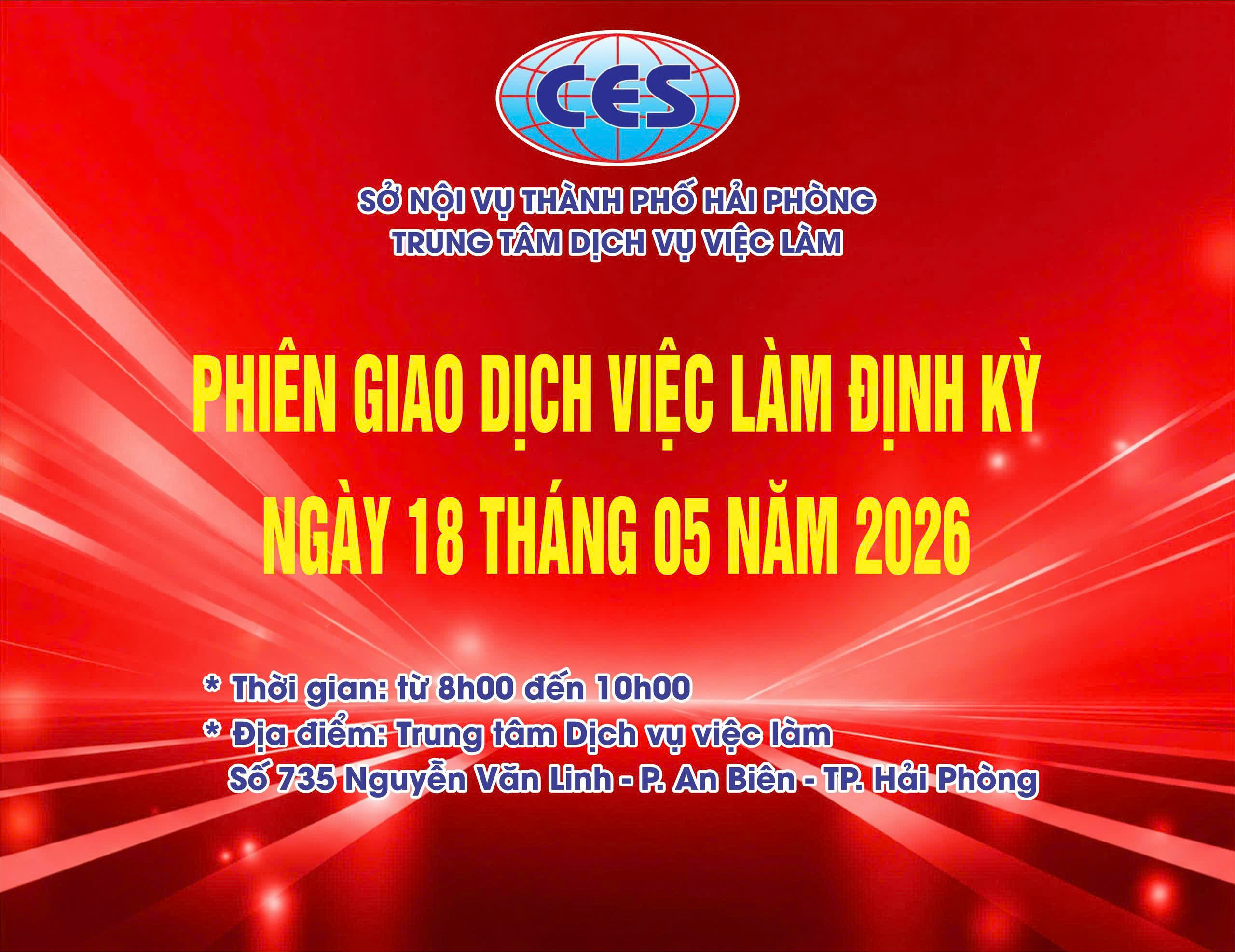 TUYỂN DỤNG LAO ĐỘNG MIỄN PHÍ :  PHIÊN GIAO DỊCH VIỆC LÀM ĐỊNH KỲ NGÀY 18/05/2026 