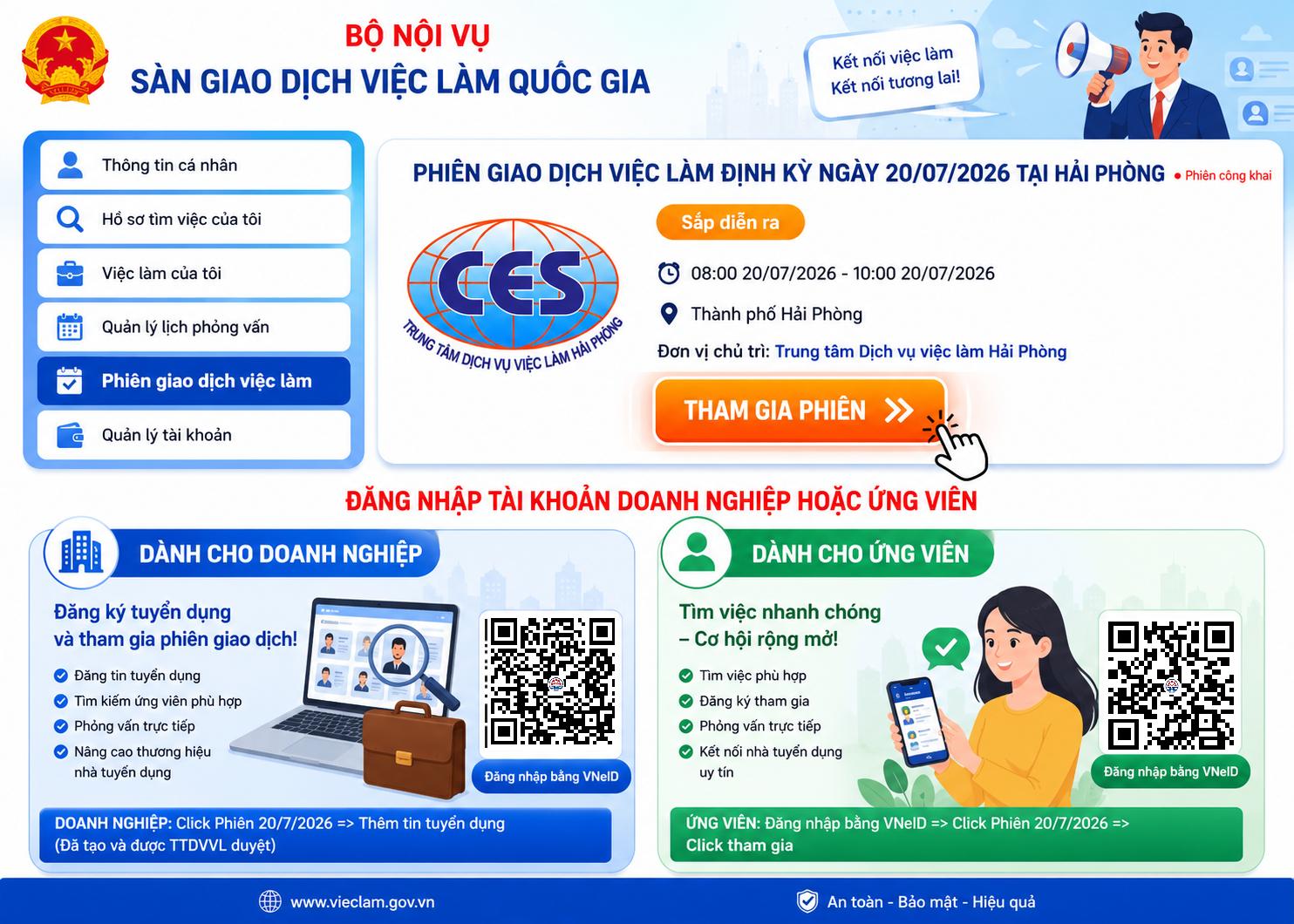 Sàn Giao dịch việc làm Quốc gia – Cầu nối việc làm trên nền tảng số: Phiên 20.07.2026