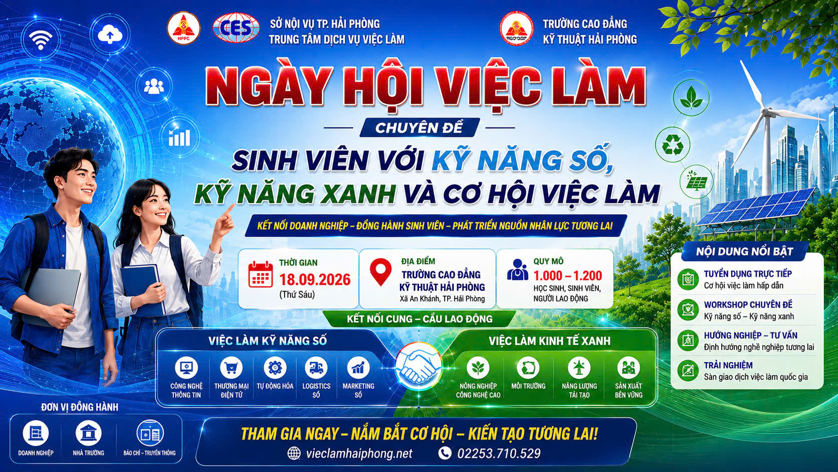 ĐĂNG KÝ THAM GIA NGÀY HỘI VIỆC LÀM TRƯỜNG CAO ĐẲNG KỸ THUẬT HẢI PHÒNG NĂM 2026 Chuyên đề: “Sinh viên với kỹ năng số, kỹ năng xanh và cơ hội việc làm”