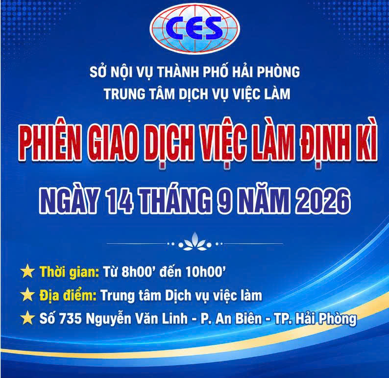 TUYỂN DỤNG LAO ĐỘNG MIỄN PHÍ :  PHIÊN GIAO DỊCH VIỆC LÀM ĐỊNH KỲ NGÀY 14/09/2026 