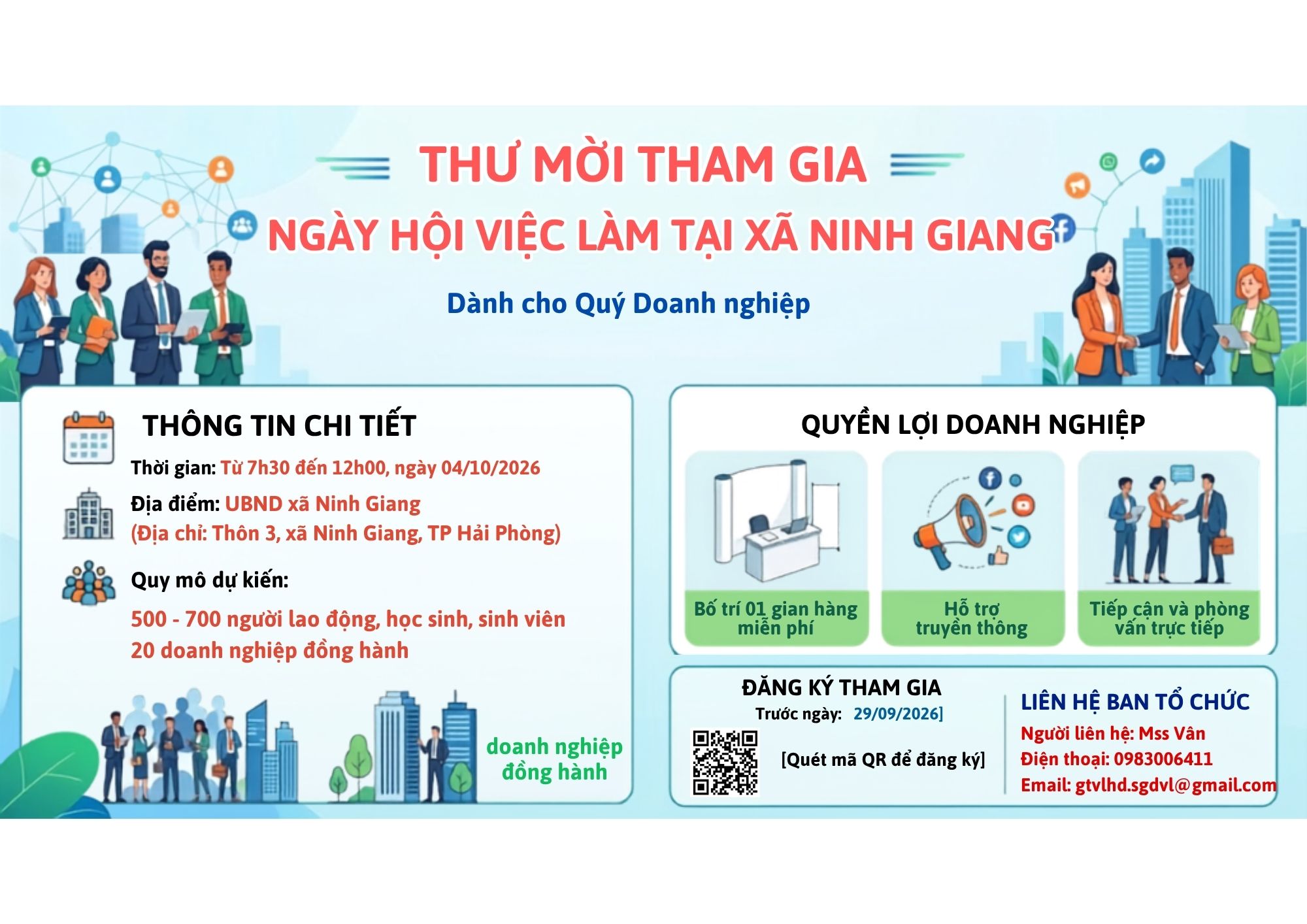 THƯ MỜI DOANH NGHIỆP THAM GIA NGÀY HỘI VIỆC LÀM TẠI XÃ NINH GIANG