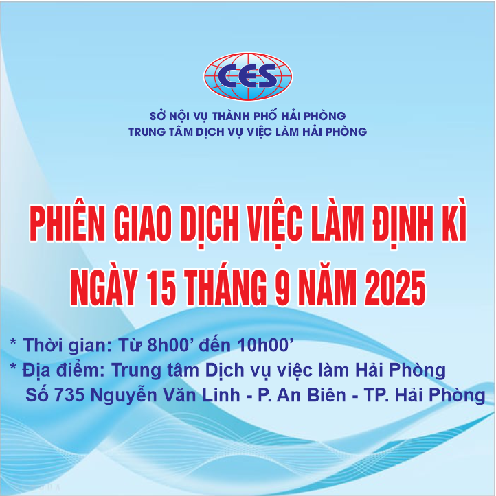 PHIÊN GIAO DỊCH VIỆC LÀM ĐỊNH KỲ NGÀY 15/09/2025